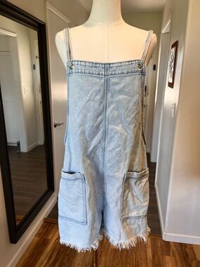 aerie Beachy Denim Romper with pockets